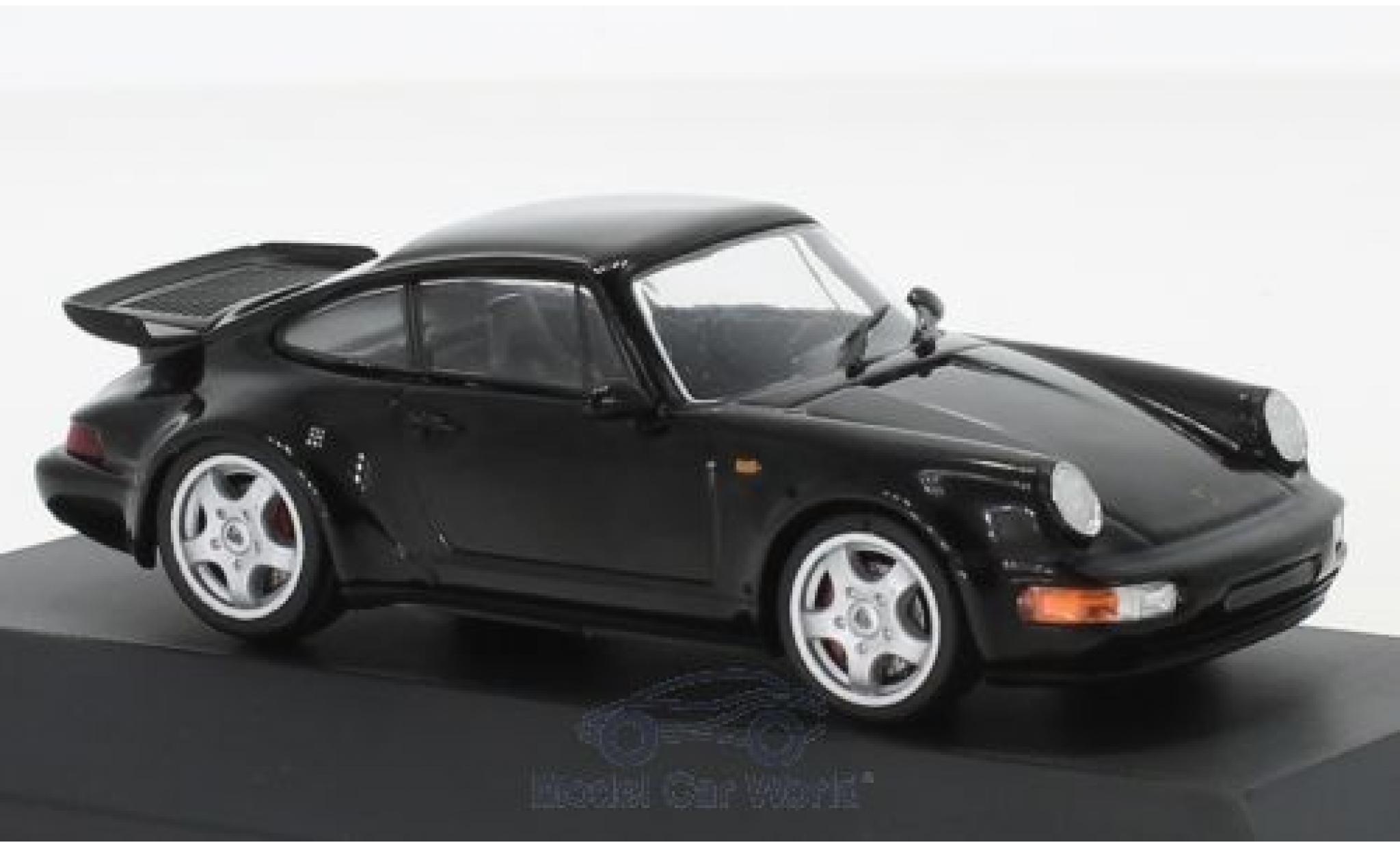 Porsche 964 Turbo 1/43 SpecialC 911 Turbo zwart 1990 911 Collection modelauto