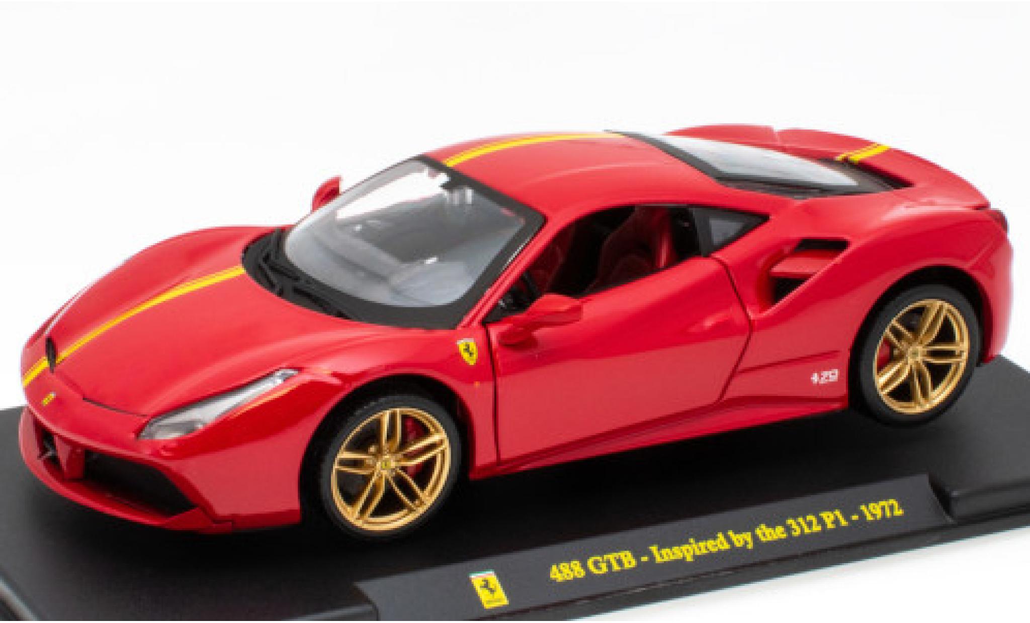 Ferrari 488 1/24 SpecialC GTB rood/geel Inspired by the 312 P1 (1972) modelauto
