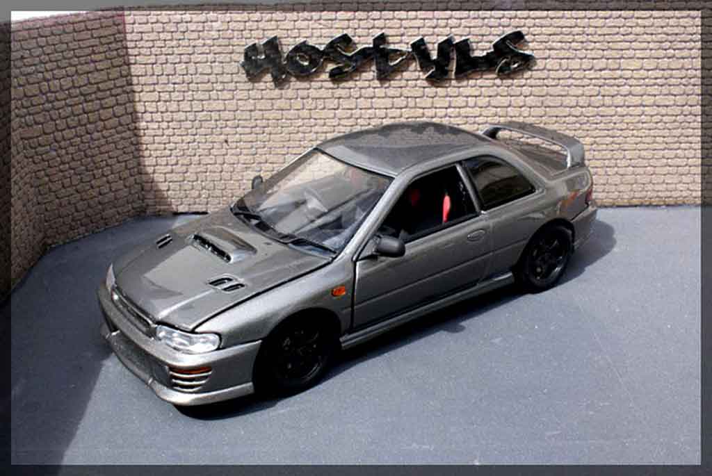 Subaru Impreza Type R gt turbo sti grijs carbone 1/18 Autoart