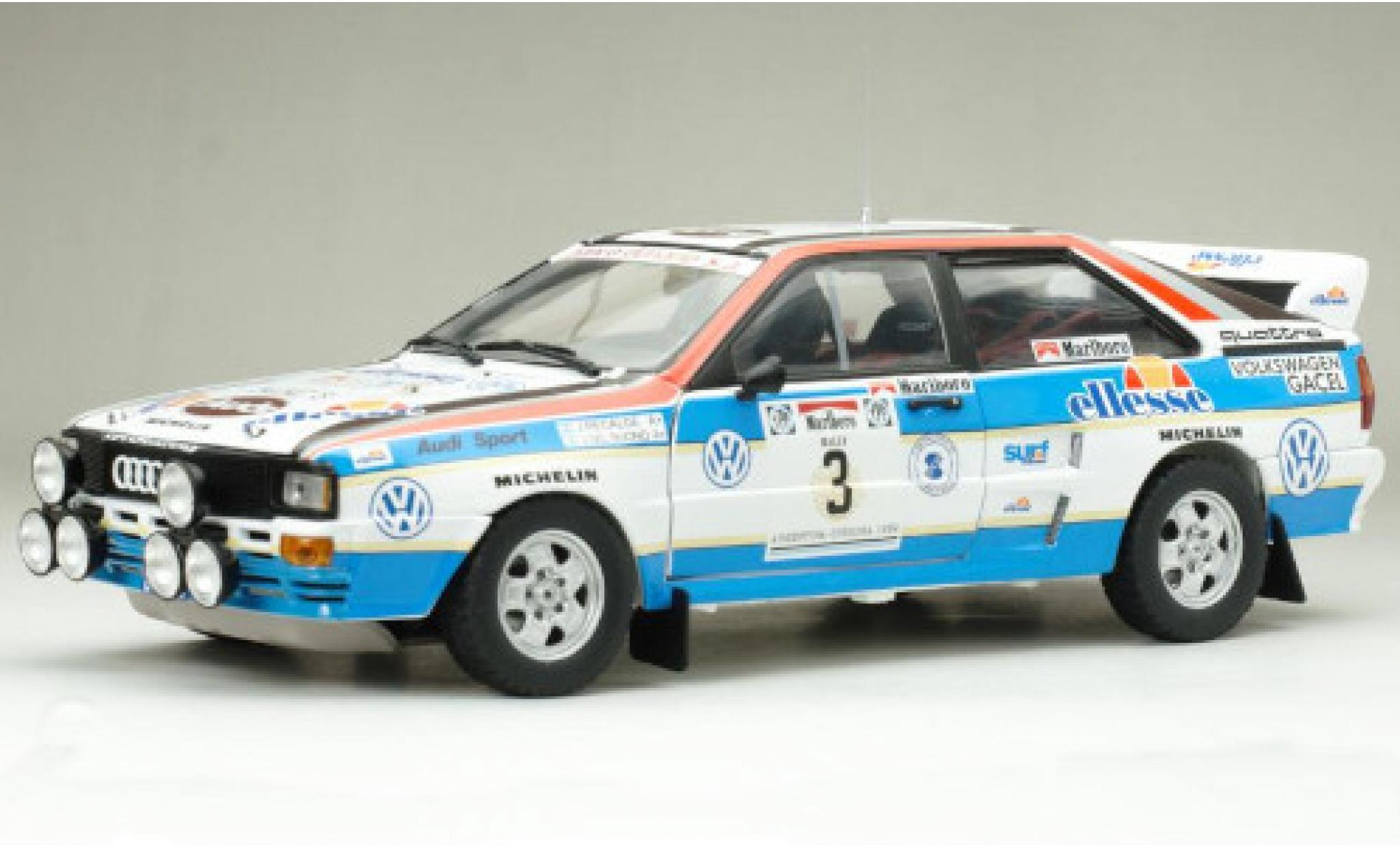 Audi Quattro 1/18 Sun Star quattro A2 No.3 ellesse Rallye WM Rally Zilverinien 1984 J.Recalde/J.Del Buono modelauto