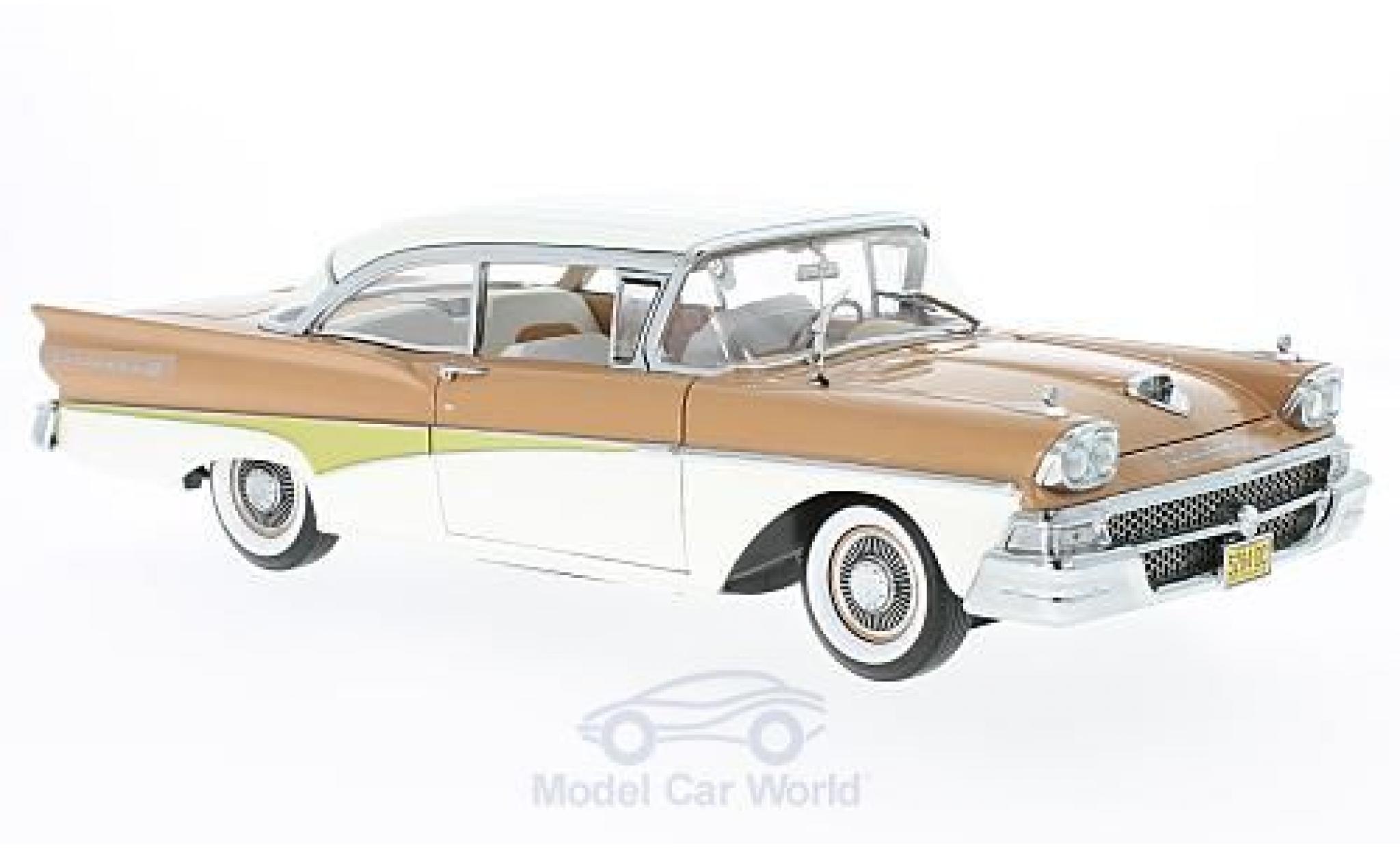 Ford Fairline 1958 1/18 Sun Star Failane 500 HardTop bruin/wit 1958 modelauto