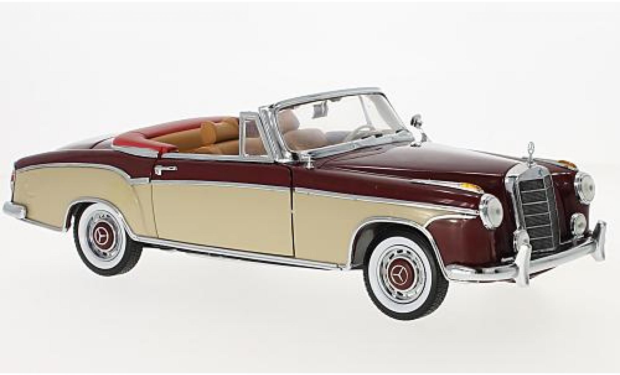 Mercedes 220 1/18 Sun Star SE Cabriolet rood/beige 1958 modelauto