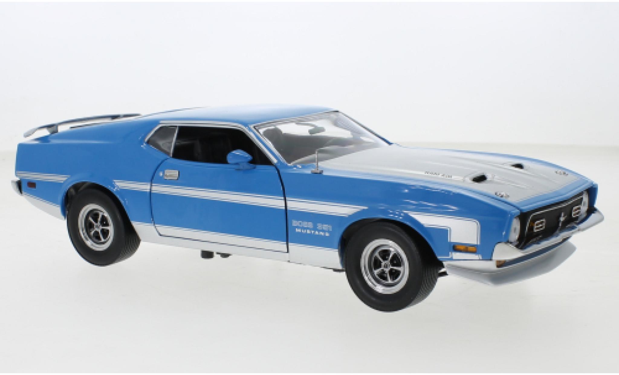 Ford Mustang 1/18 Sun Star Boss 351 blauw/grijs 1971 modelauto