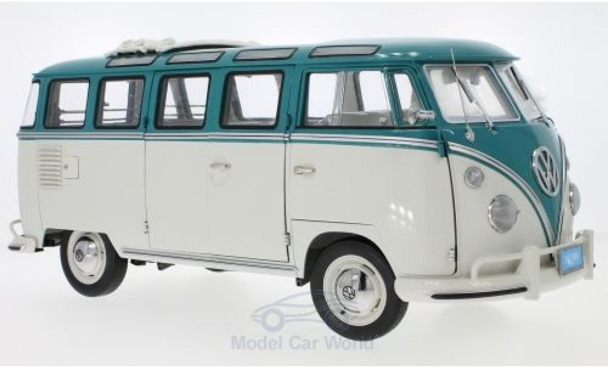 Volkswagen T1 1/18 Sun Star Samba Bus t&uuml;rkis/grijs 1962 modelauto