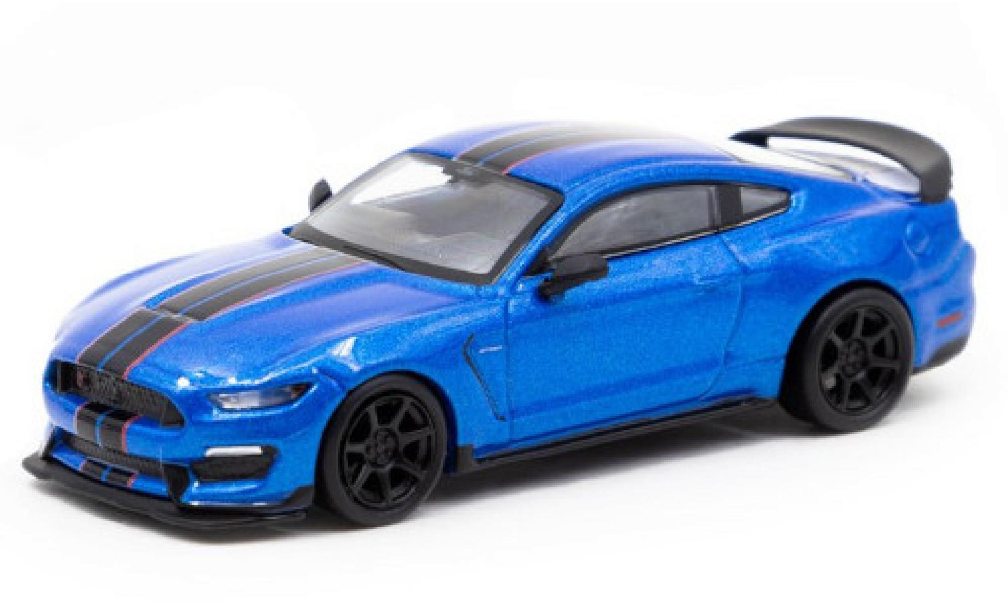 Ford Mustang 1/64 Tarmac Works Shelby GT350R metallic blauw/zwart modelauto