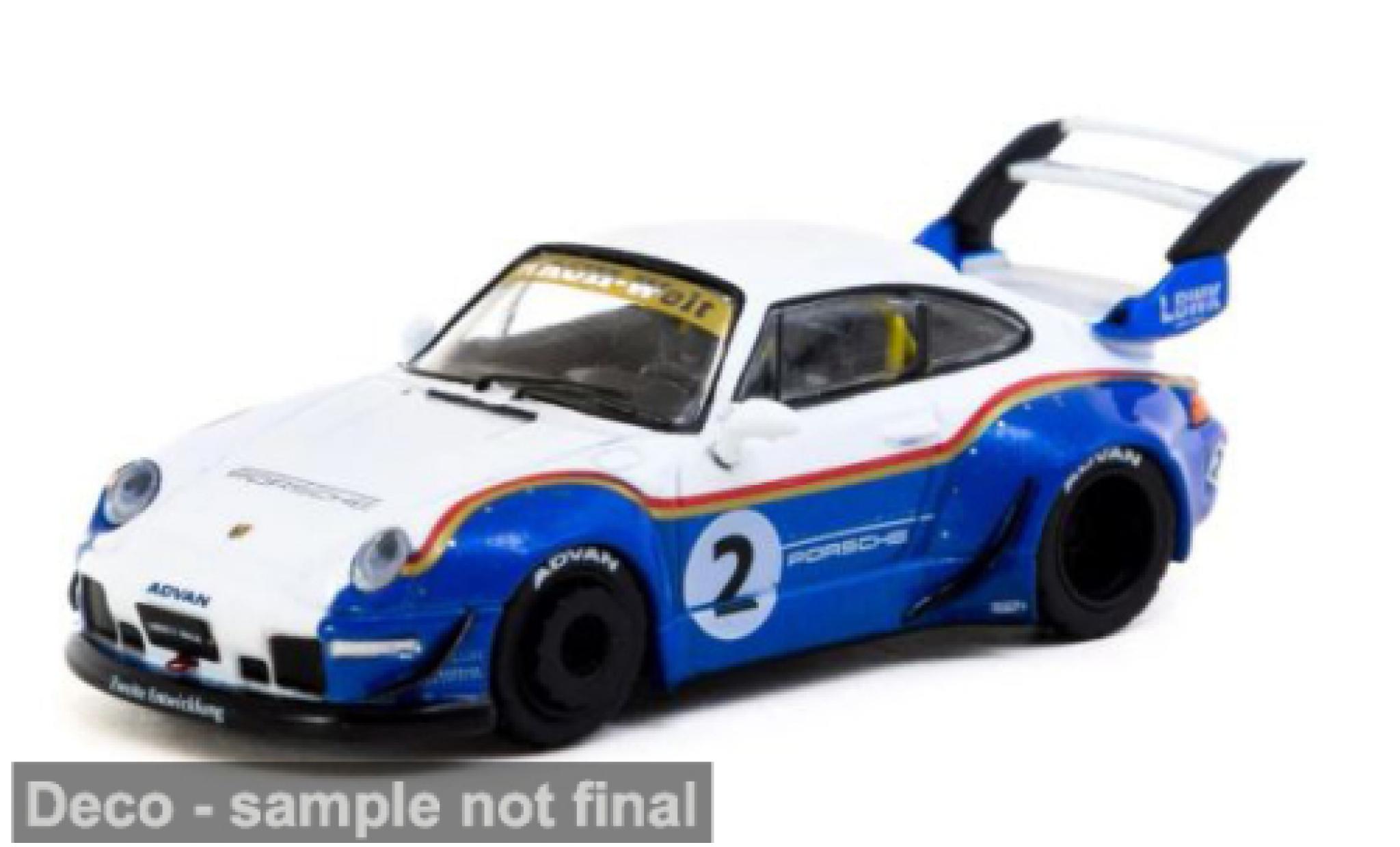 Porsche 993 RWB 1/64 Tarmac Works blauw/wit 1:64 modelauto