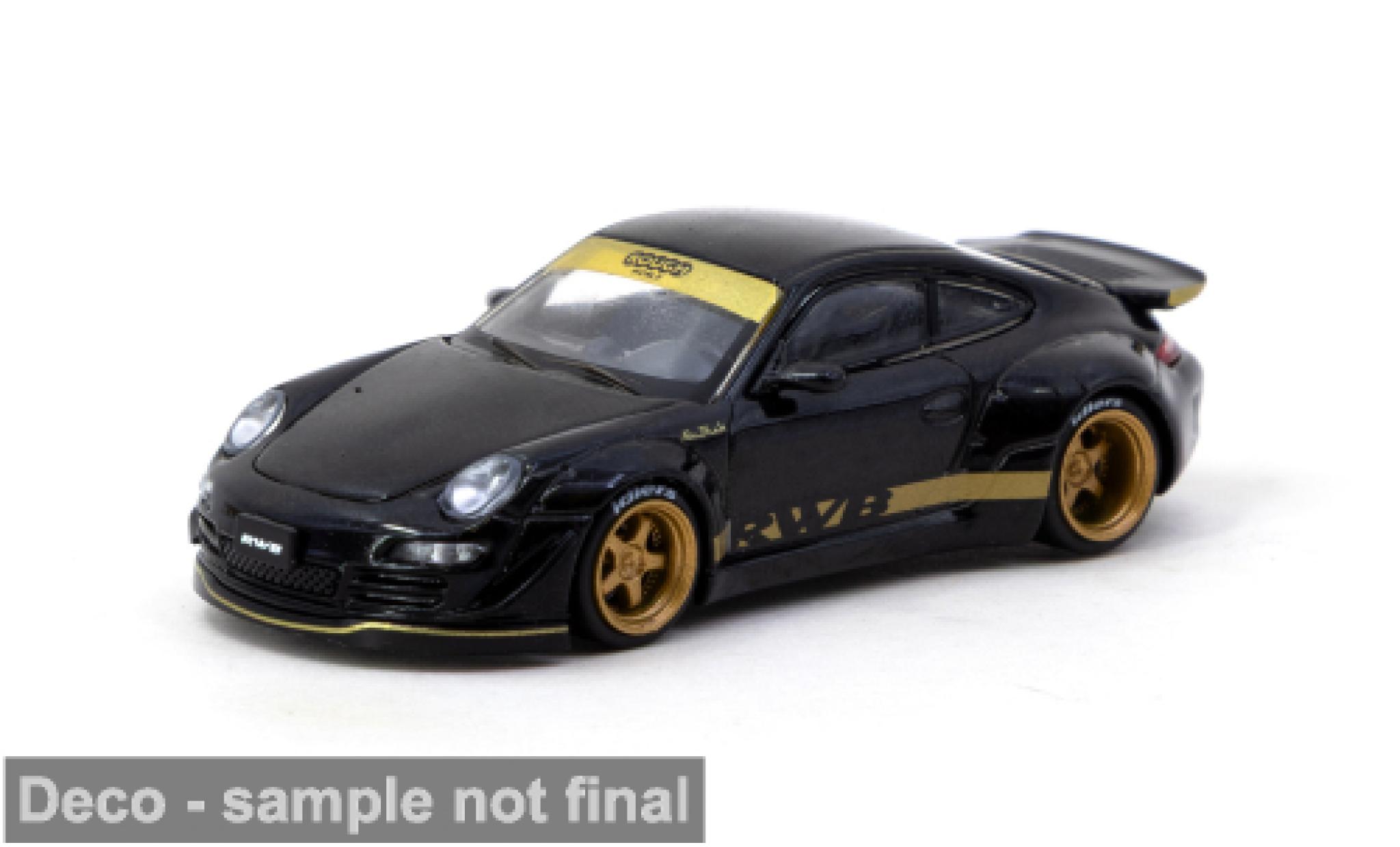 Porsche 997 RWB 1/64 Tarmac Works zwart 1:64 modelauto