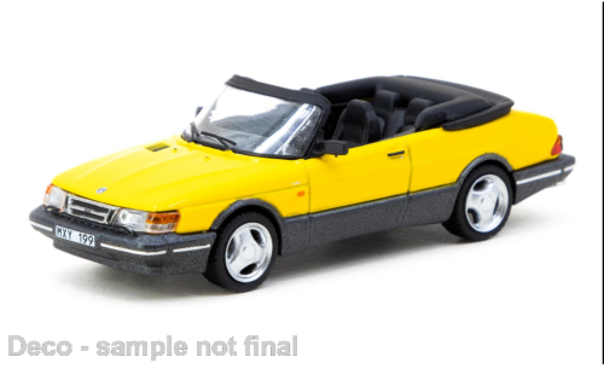 Saab 900 1/64 Tarmac Works Turbo geel 1:64 modelauto