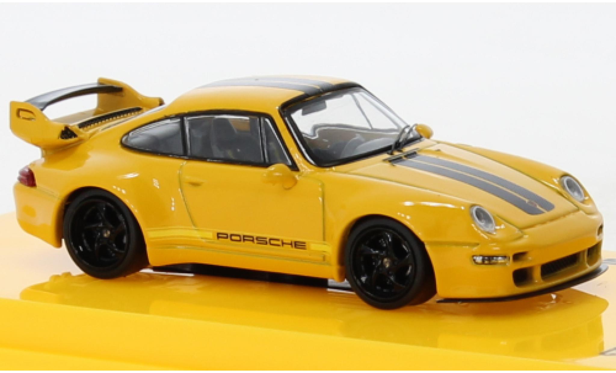 Porsche 993 1/64 Tarmac Works 911  Gunther Works geel modelauto