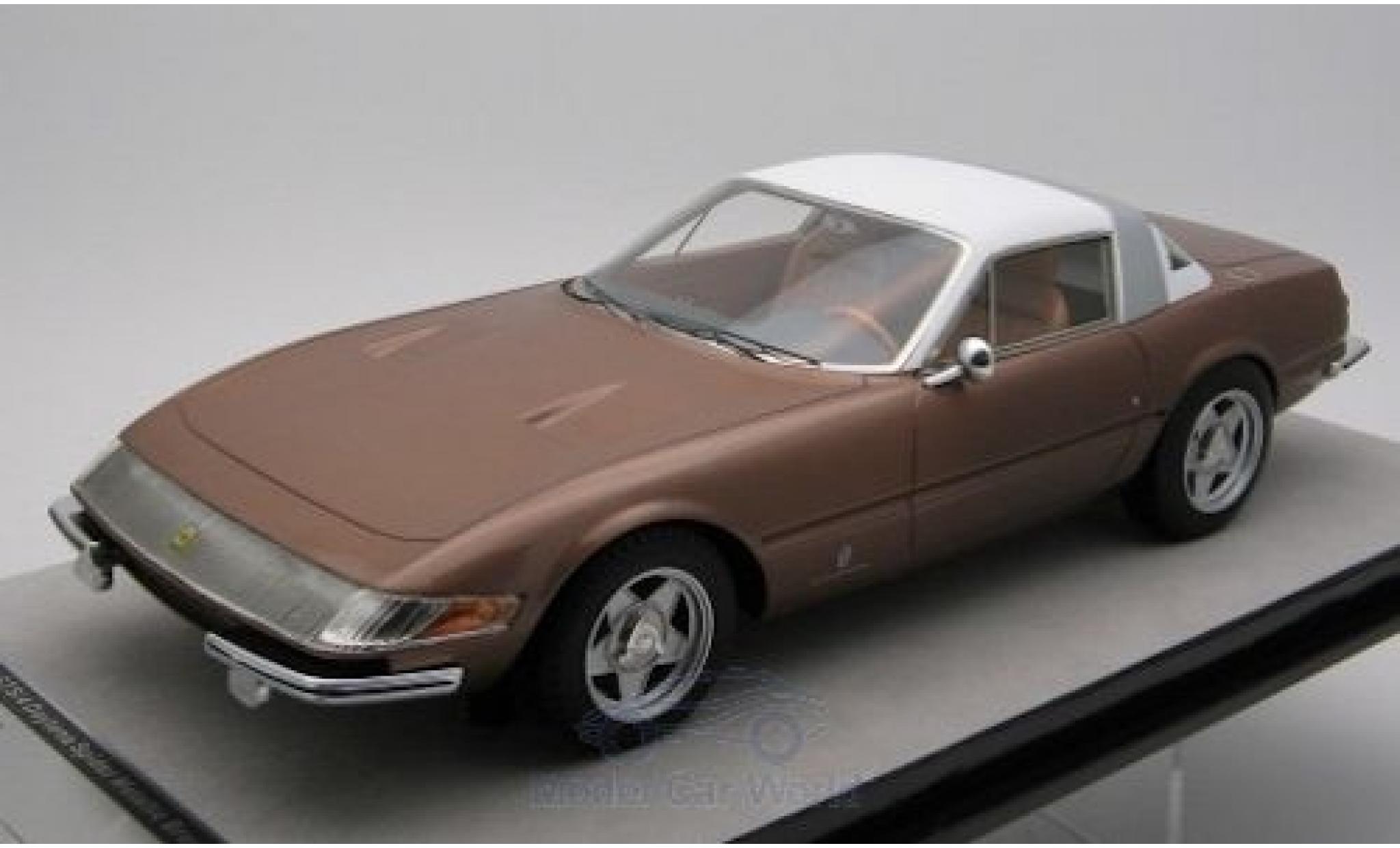 Ferrari 365 1/18 Tecnomodel GTB/4 Daytona Coupe Speciale metallic bronze/wit 1969 modelauto