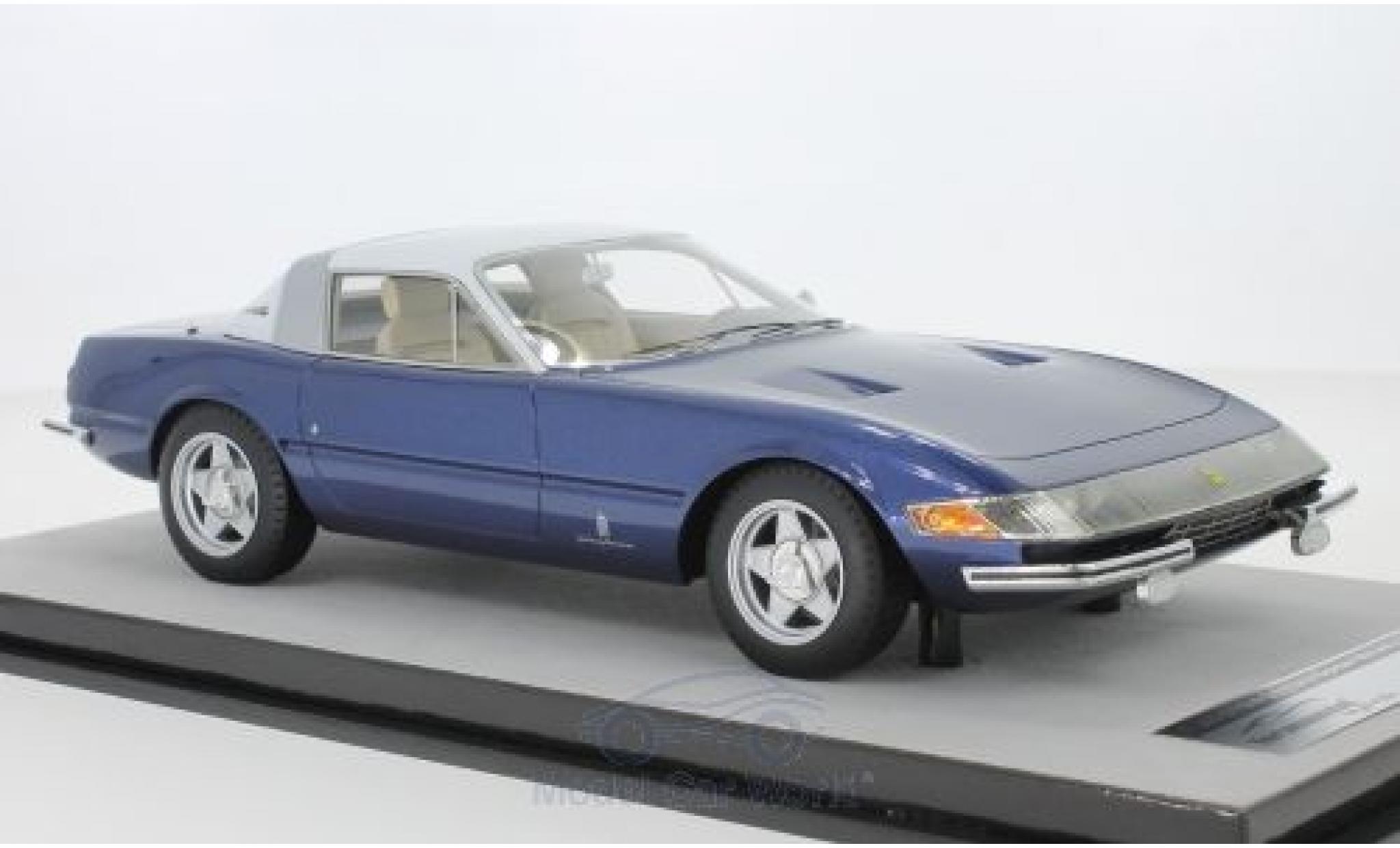 Ferrari 365 1/18 Tecnomodel GTB/4 Daytona Coupe Speciale metallic blauw/wit 1969 modelauto