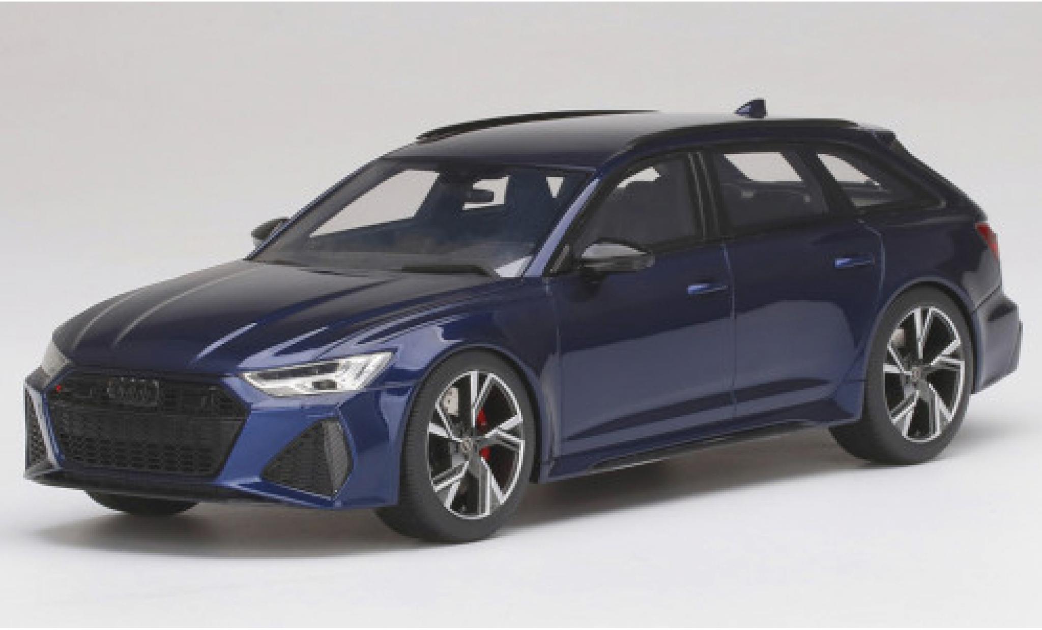 Audi RS6 1/18 Top Speed Avant Carbon Black Edition metallic blauw modelauto