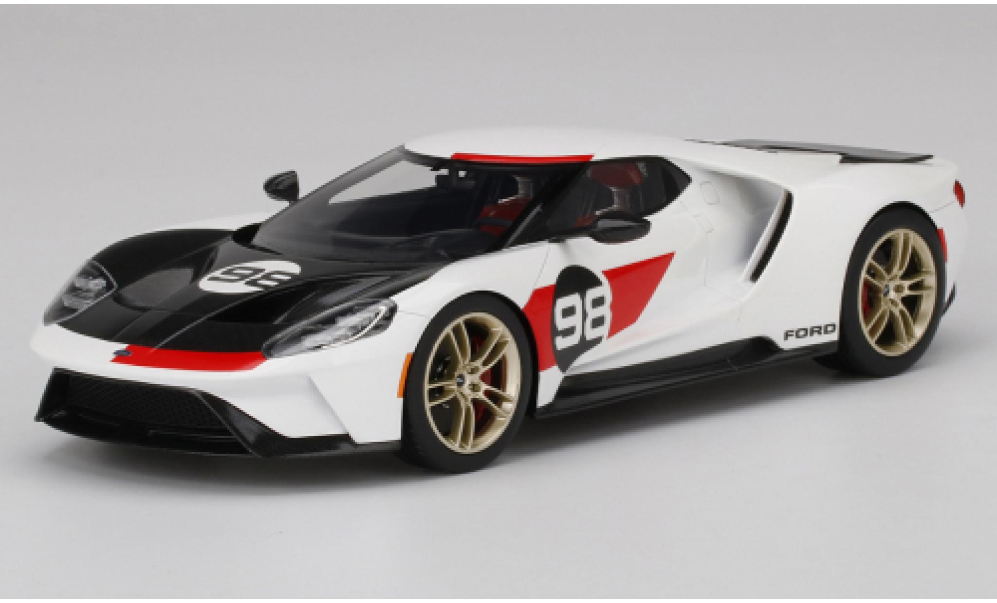 Ford GT 1/18 Top Speed Heritage Edition wit/zwart 2021 modelauto