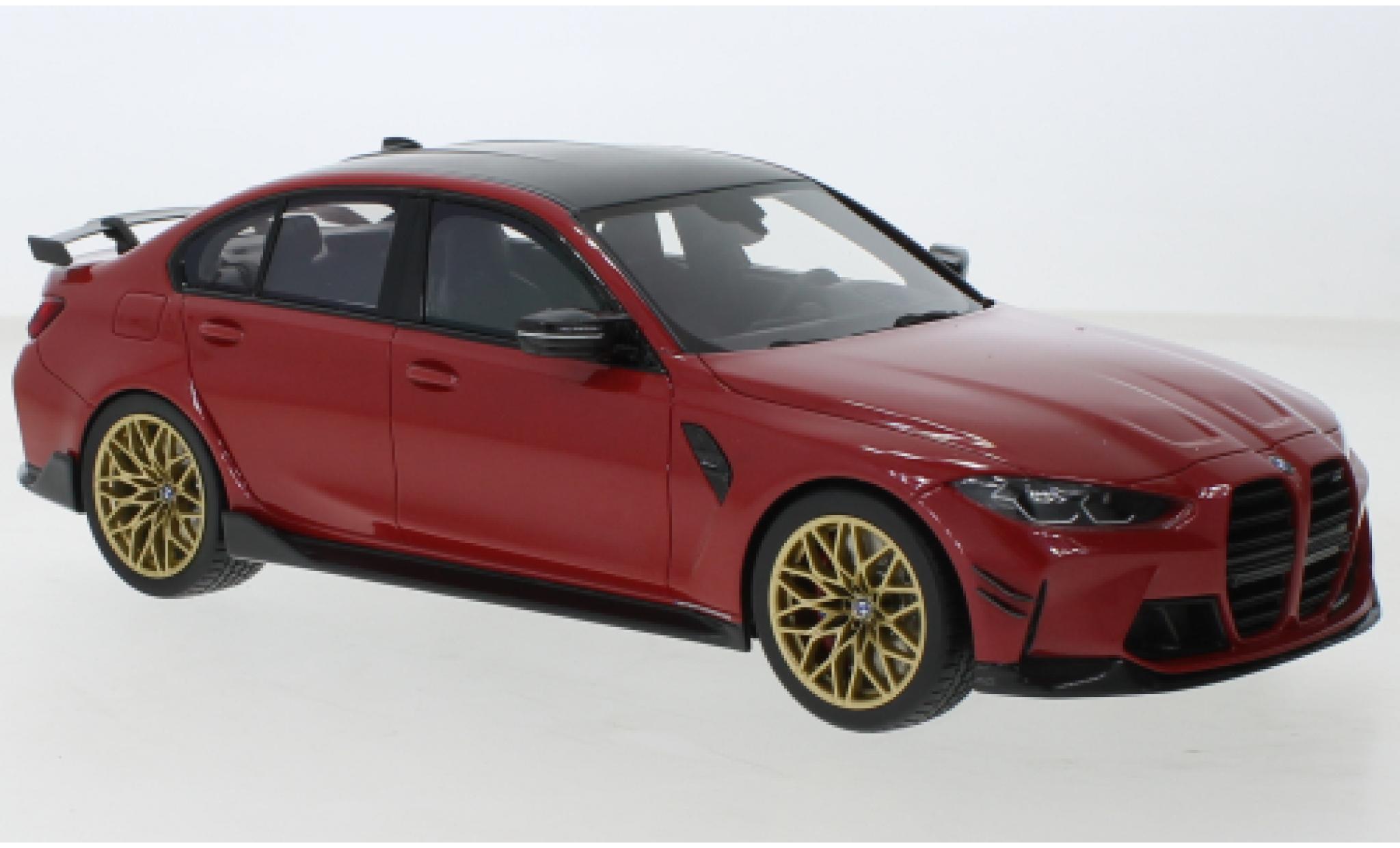 Bmw M3 1/18 Top Speed M-Performance (G80) metallic rood 2021 modelauto