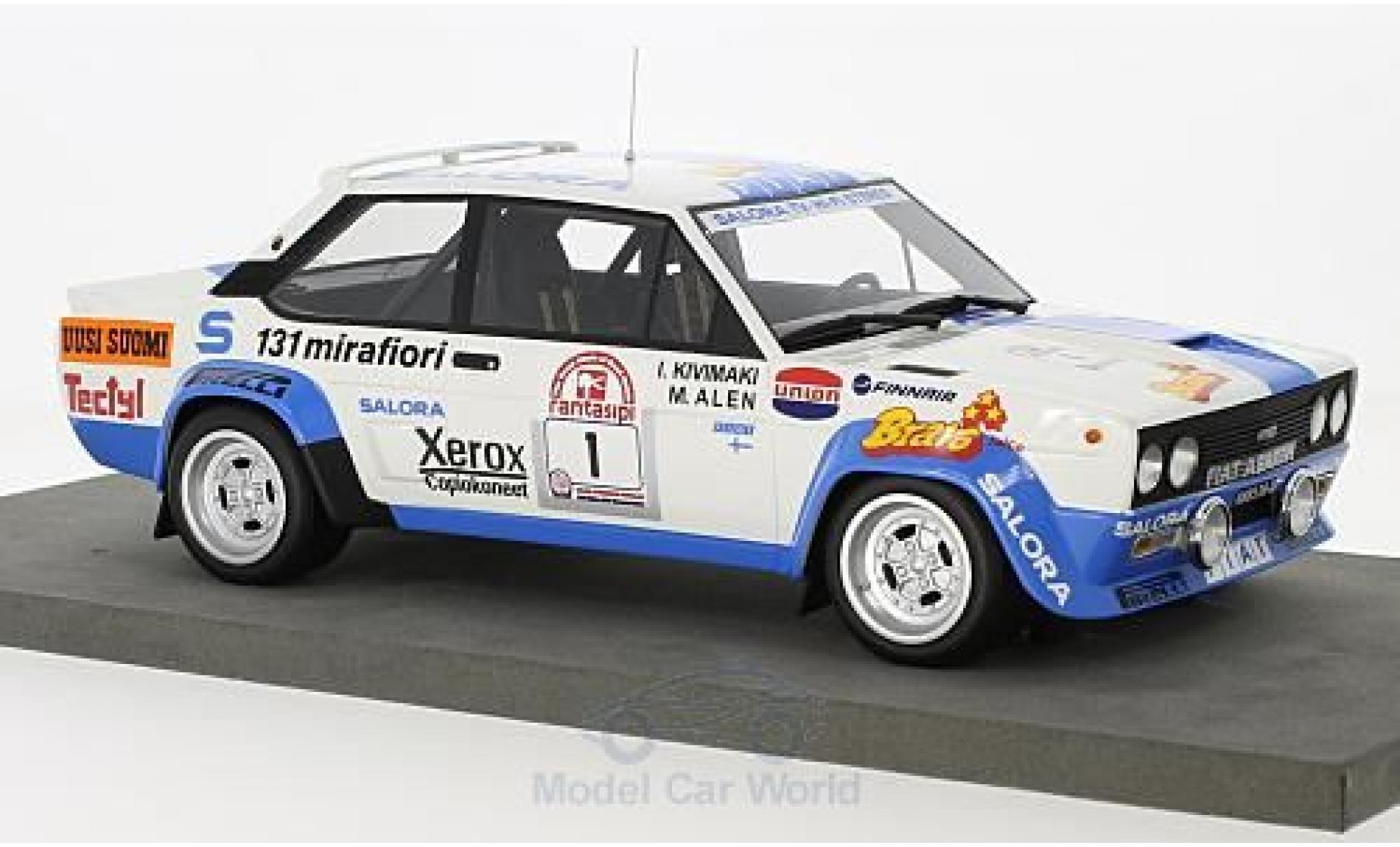 Fiat 131 Abarth 1/18 Topmarques Collectibles Abarth No.1 Rallye WM 1000 Lakes Rallye 1980 M.Alen/I.Kivimaki modelauto