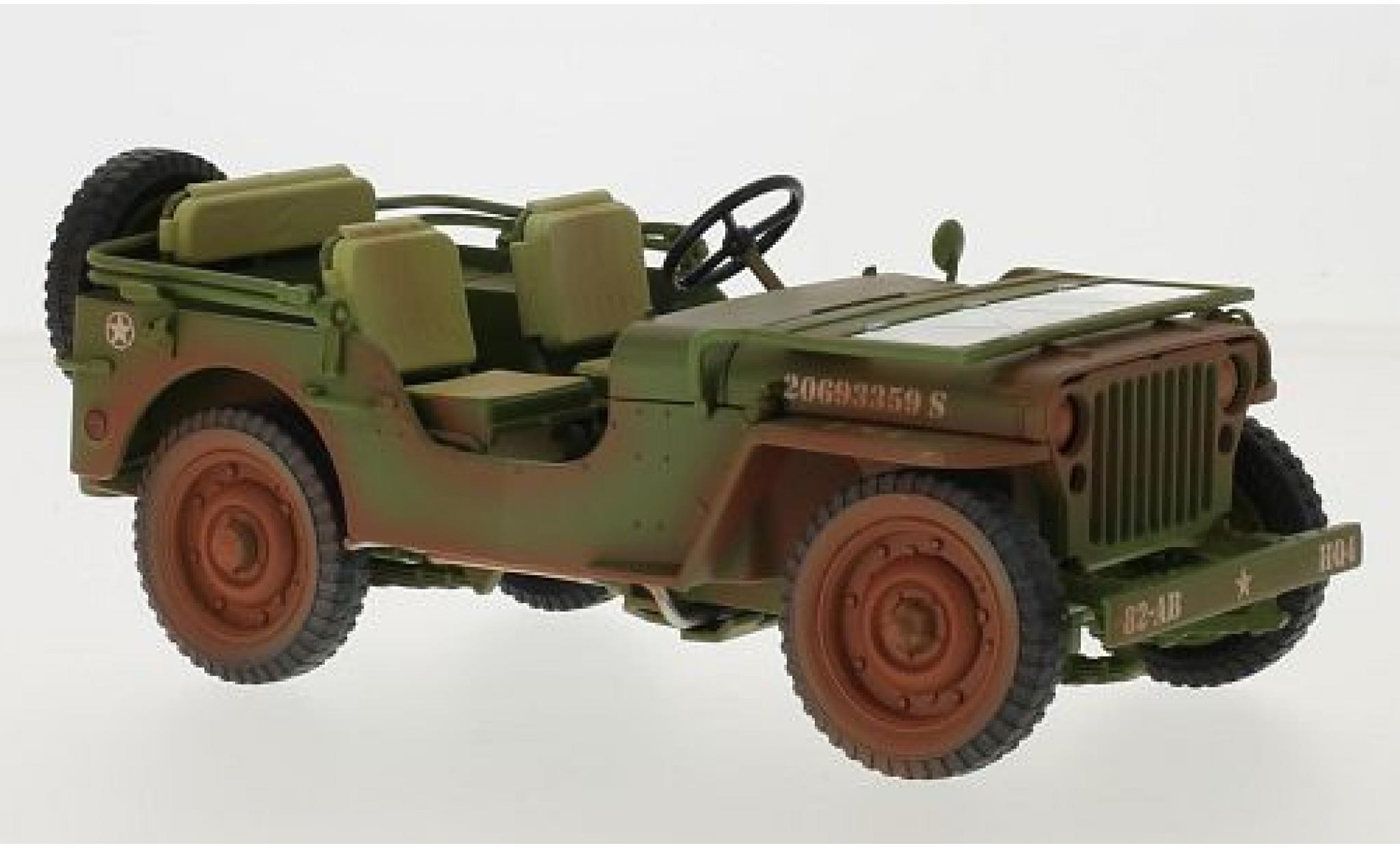 Jeep Willys 1/18 Triple 9 Collection matt-oliv/wit U.S. Army 1942 avec traces d modelauto