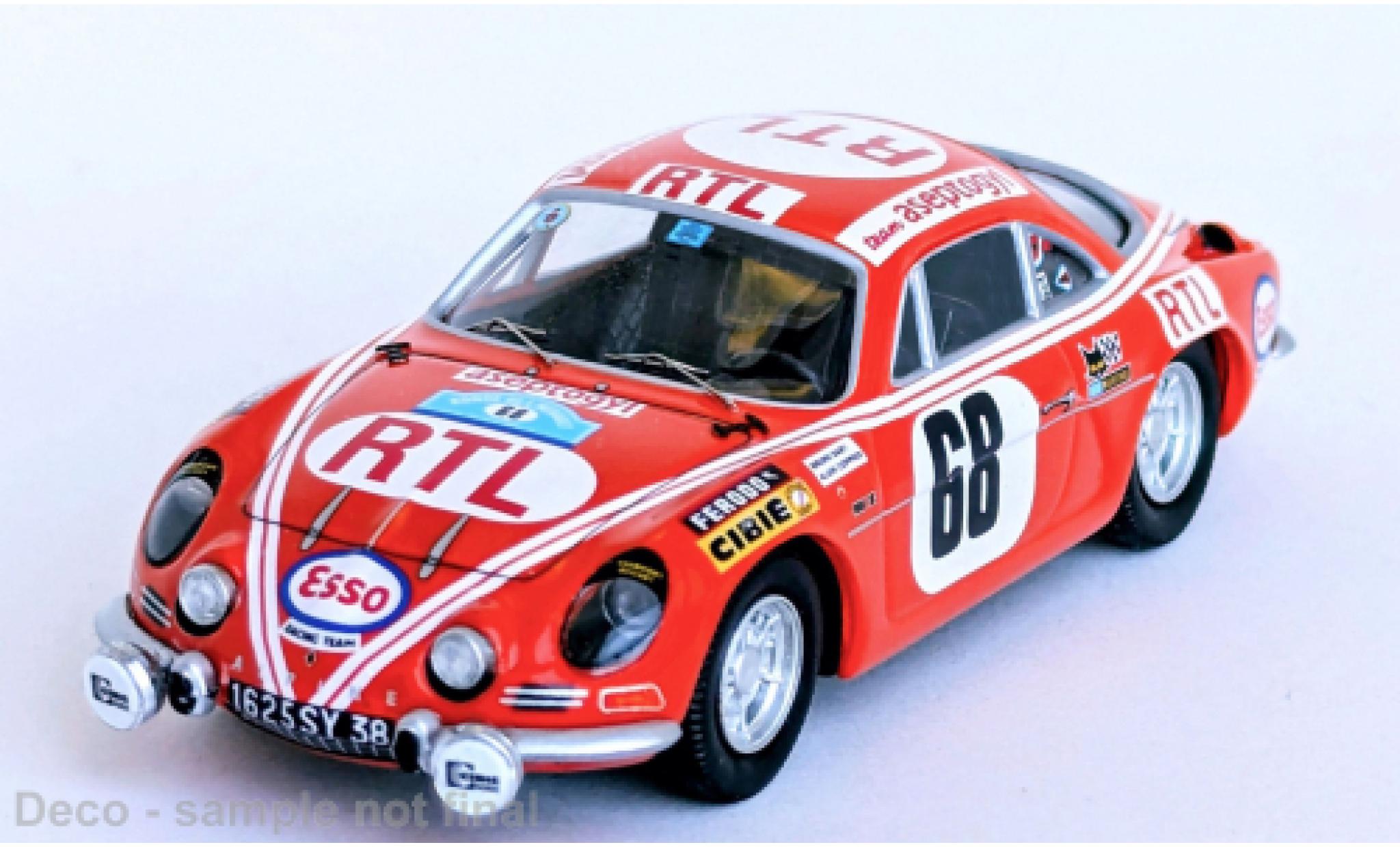 Alpine A110 1/43 Trofeu Renault Herault Rally 1972 #68 1:43 modelauto