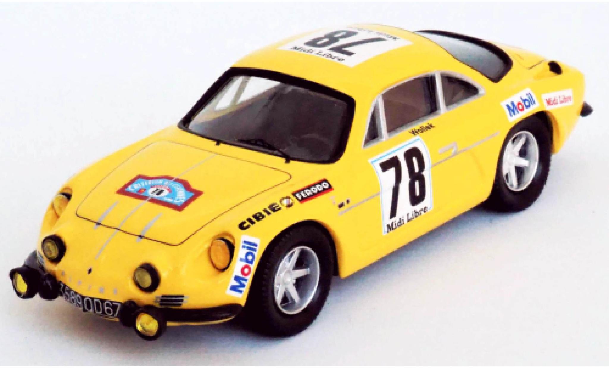 Alpine A110 1/43 Trofeu Renault No.78 Midi Libre Criterium des Cevennes 1969 B.Wollek/M.Grandrive modelauto