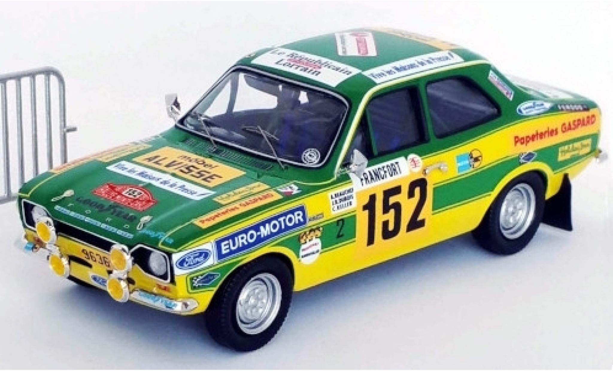 Ford Escort 1/43 Trofeu MkI RS2000 RHD No.152 Euro-Motor Rally Monte Carlo 1977 avec Absperrgitter A.Beauchef/J-R.Dubois/C.Keller modelauto