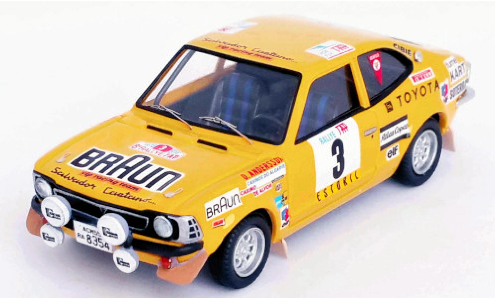 Toyota Corolla 1/43 Trofeu Levin No.3 VIP Racing Team Braun Rallye WM Rallye Portugal 1974 O.Andersson/A.Hertz modelauto