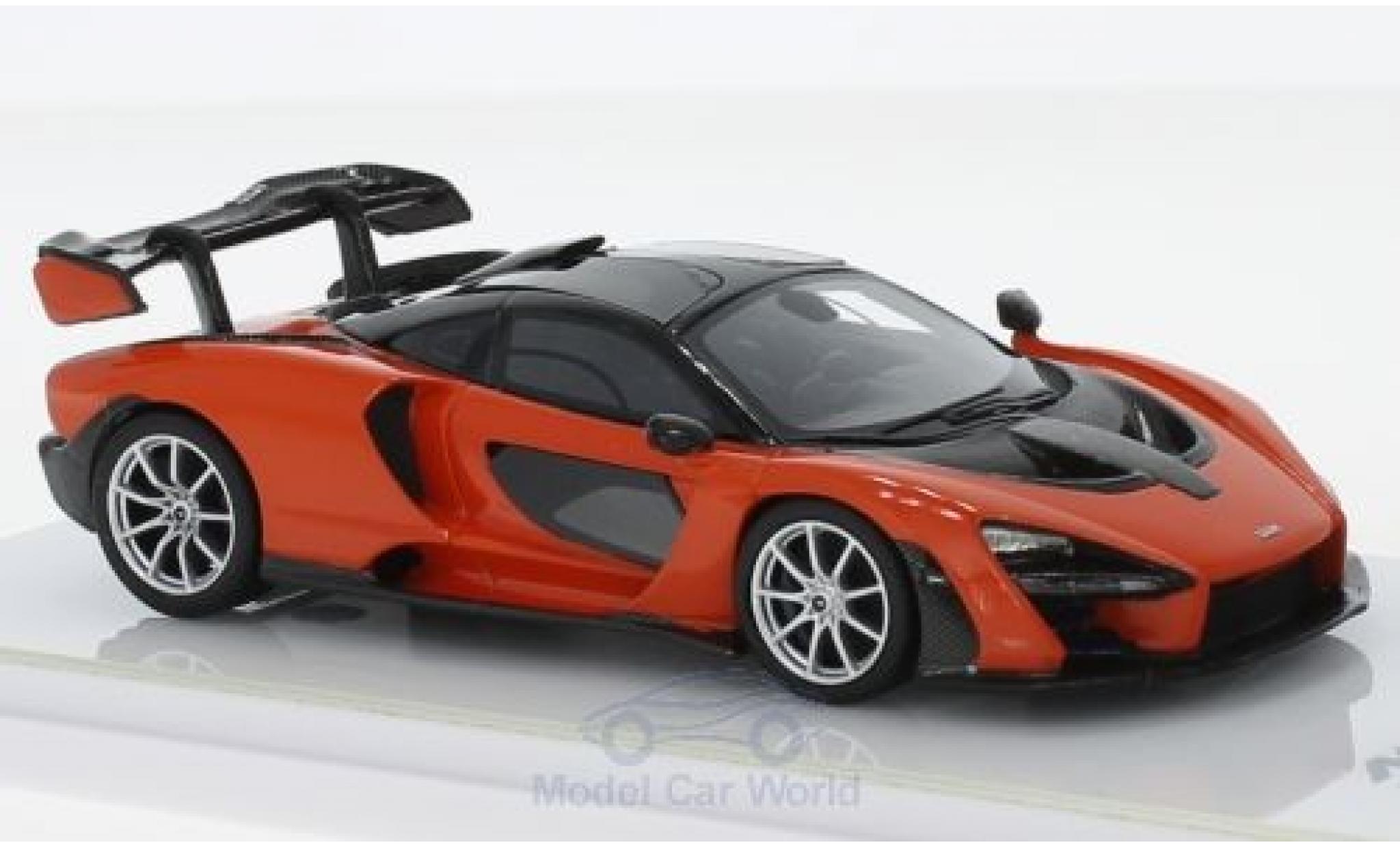 McLaren Senna 1/43 TrueScale Miniatures oranje/carbon 2018 modelauto