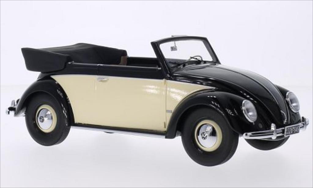 Volkswagen Kafer 1/18 Minichamps 1200 Cabriolet zwart/beige 1949 modelauto