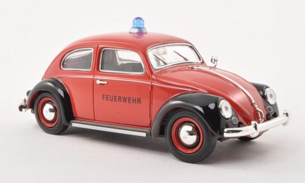 Volkswagen Kafer 1/32 Schuco Ovali Brandweer rood/zwart modelauto