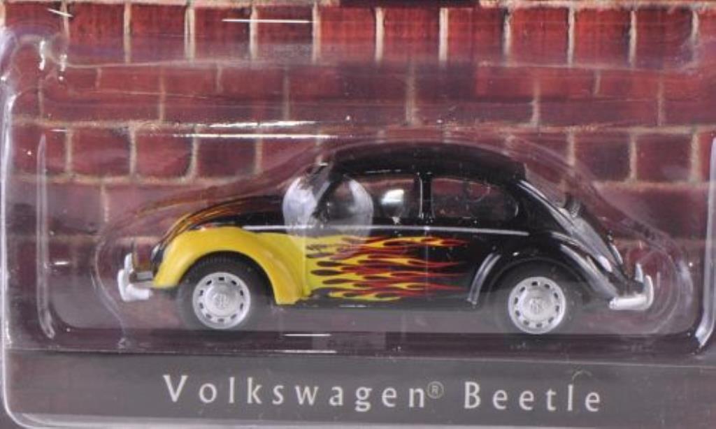 Volkswagen Kafer 1/64 Greenlight zwart mit Flammendekor modelauto