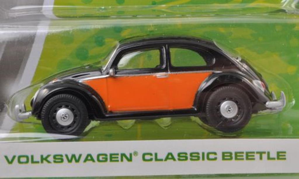 Volkswagen Kafer 1/64 Greenlight zwart/oranje modelauto