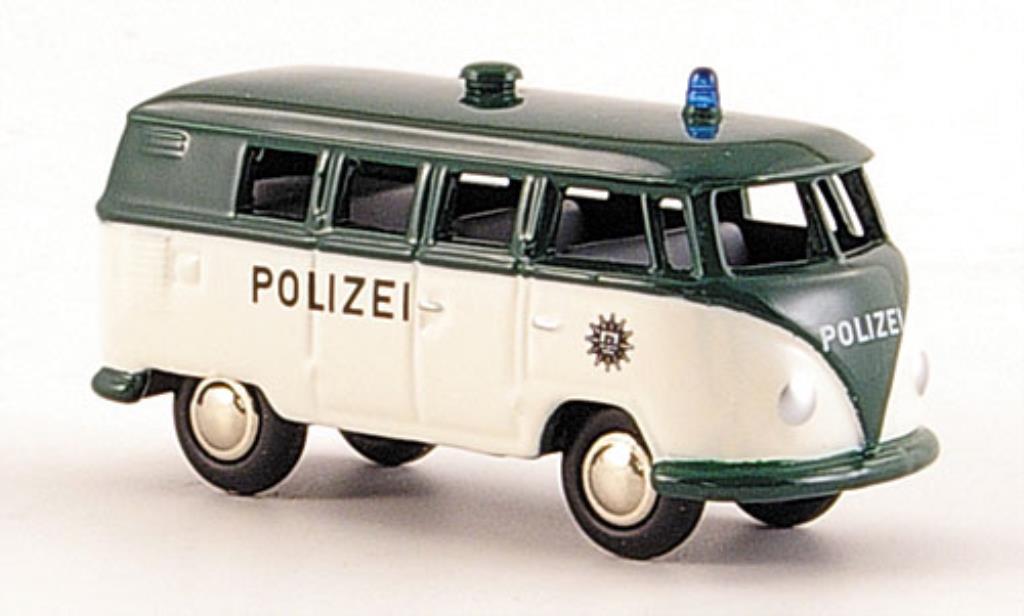 Volkswagen T1 1/87 Bub Bulli Bus Politie wit/grun modelauto