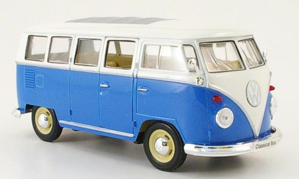 Volkswagen T1 1/24 Welly Bus blauw/wit modelauto