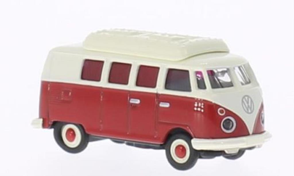 Volkswagen T1 1/87 Schuco Bus Camper rood/wit modelauto
