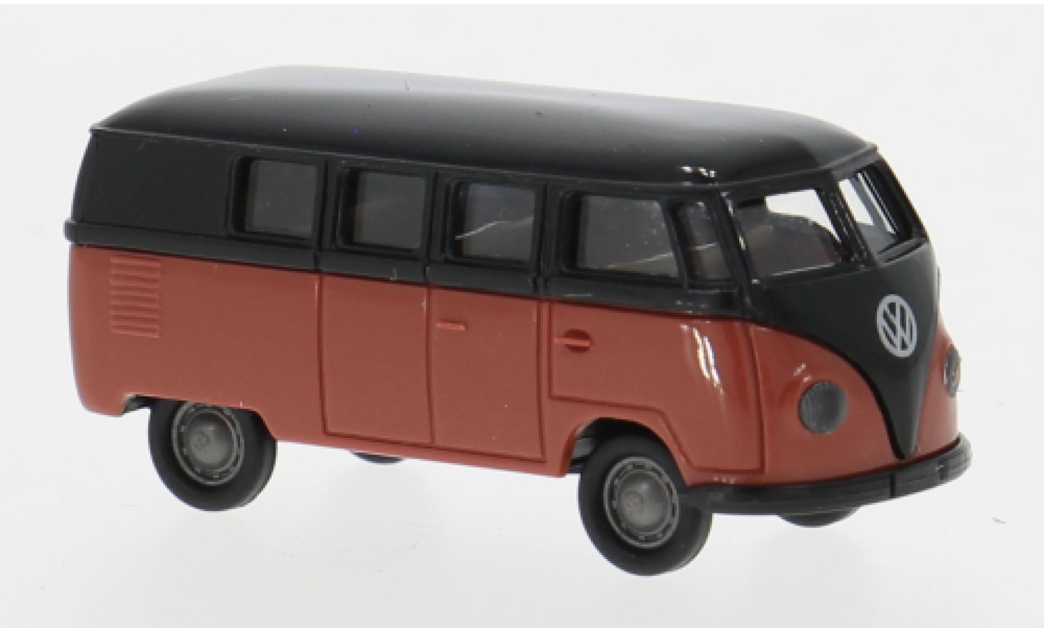Volkswagen T1 1/87 Brekina a Stationwagen zwart/rood 1950 1:87 modelauto