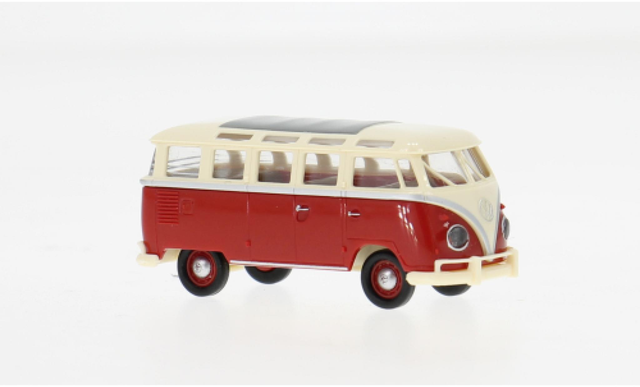 Volkswagen T1 1/87 Brekina b Samba beige/rood 1960 1:87 modelauto