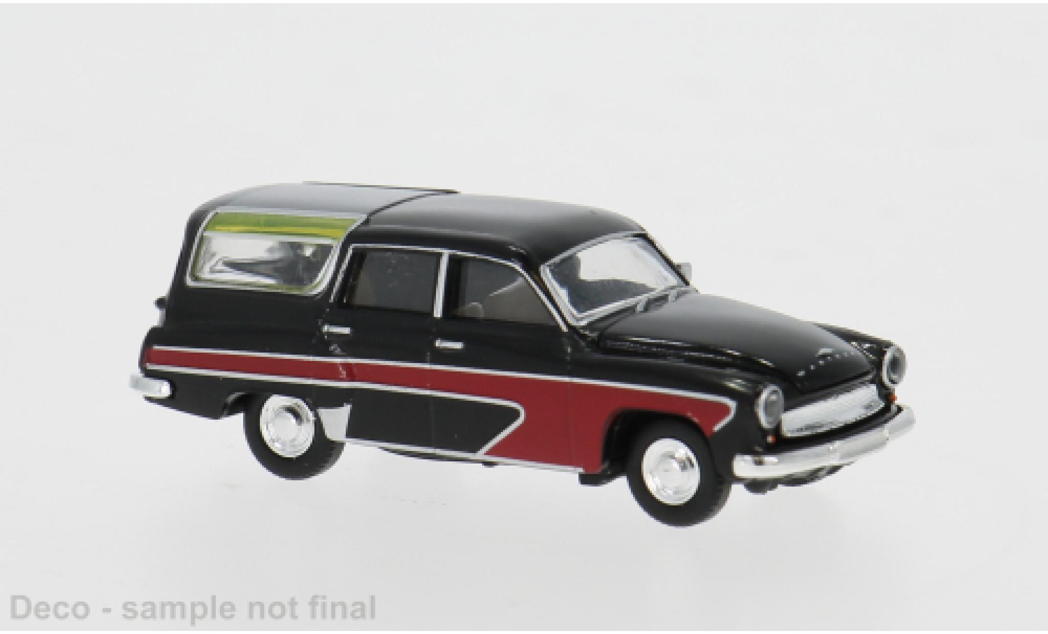 Wartburg 311 1/87 Brekina Camping zwart/rood 1959 1:87 modelauto