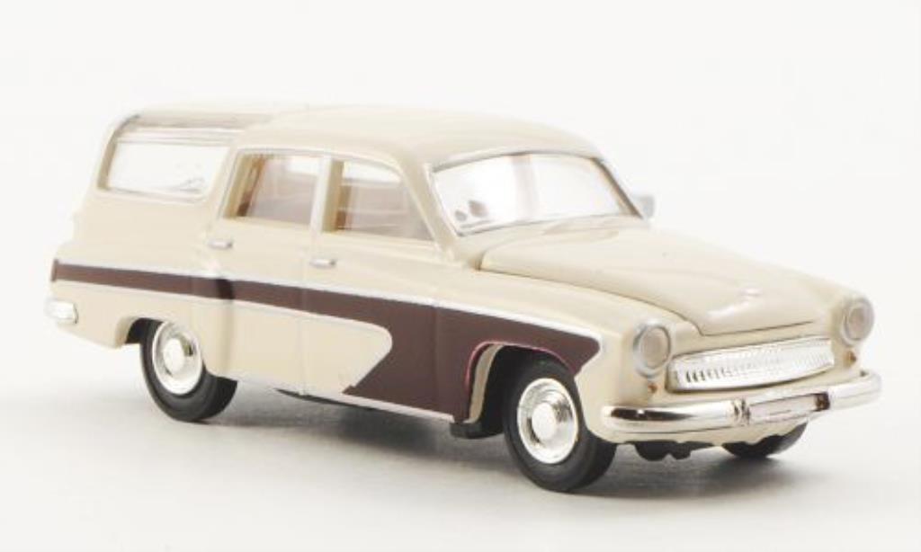 Wartburg 311 1/87 Brekina Camping wit/rood modelauto