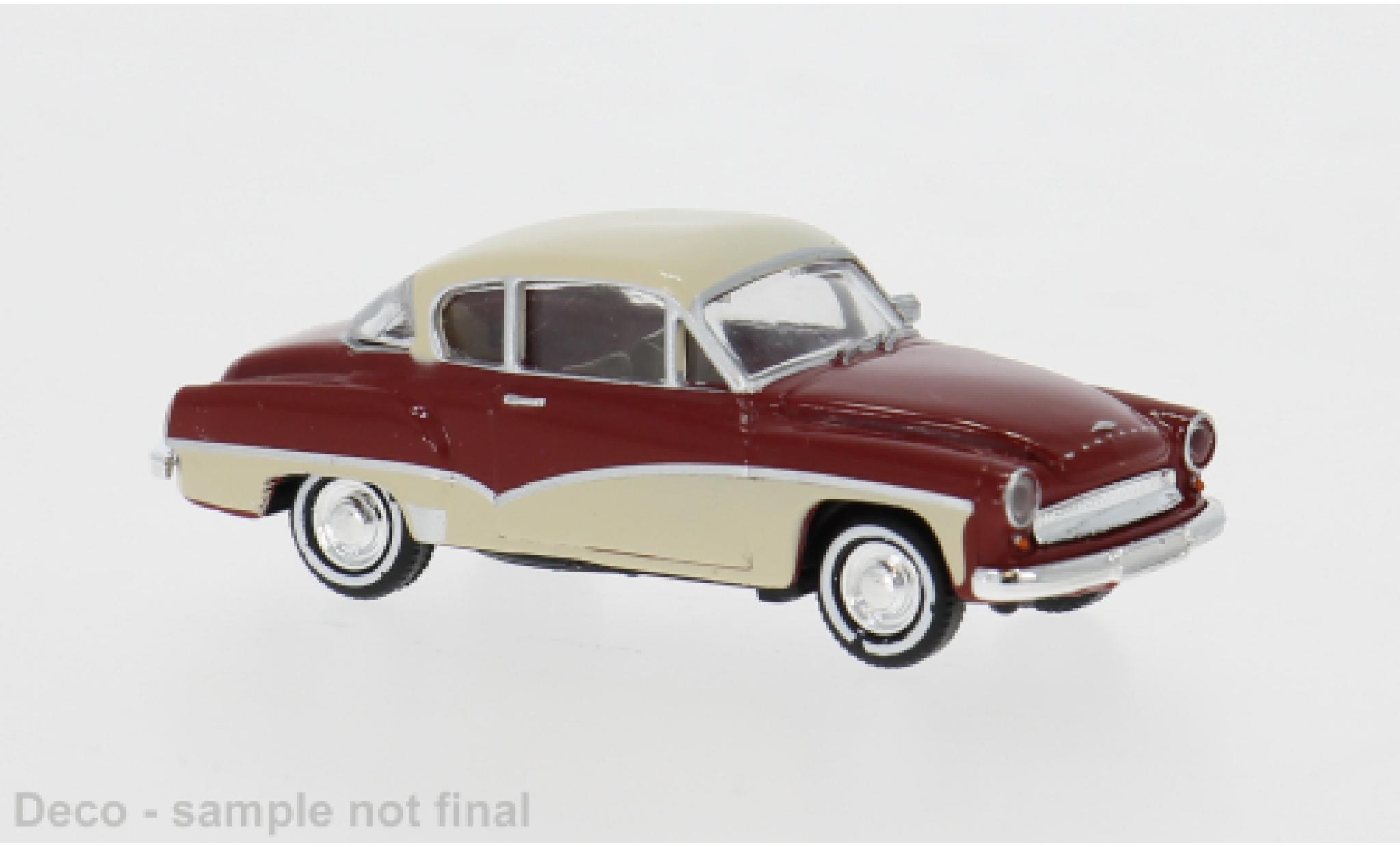 Wartburg 311 1/87 Brekina Coupe rood/beige 1959 1:87 modelauto