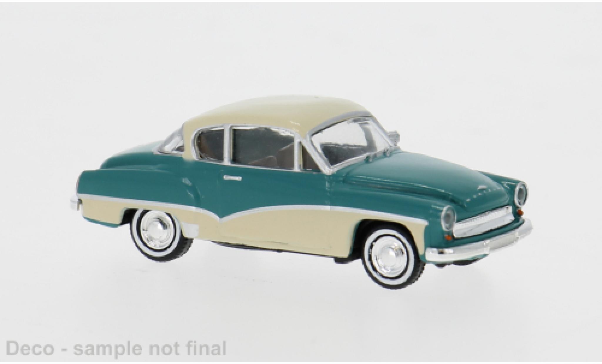 Wartburg 311 1/87 Brekina Coupe groen/blauw 1959 1:87 modelauto
