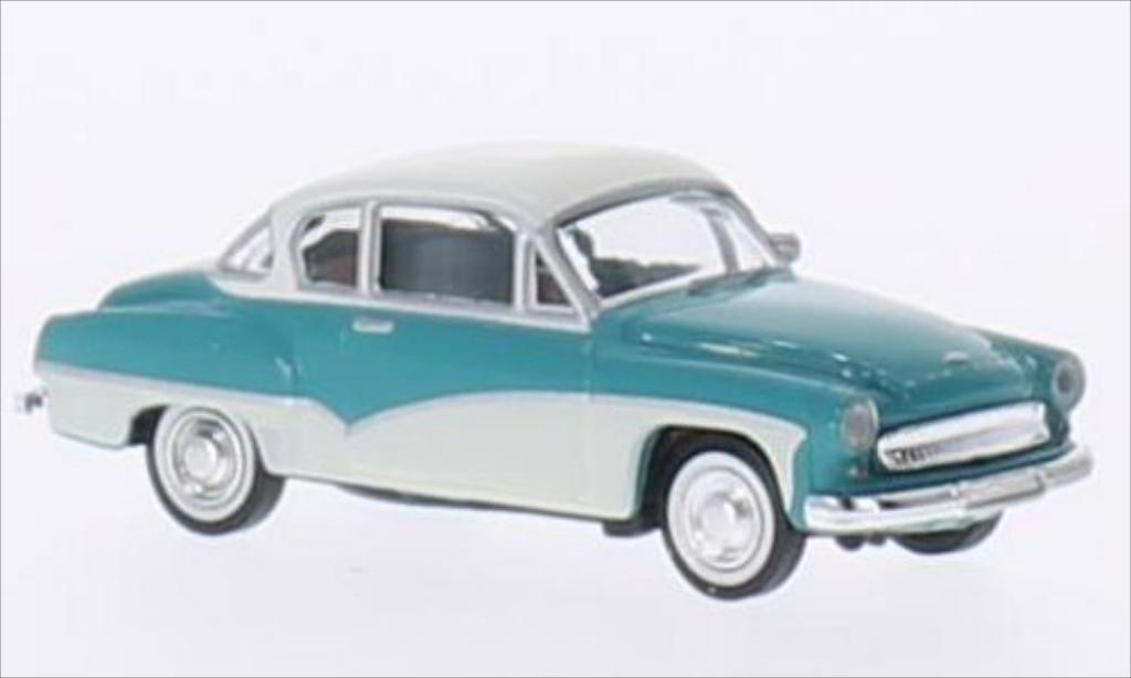 Wartburg 311 1/87 Brekina Coupe turkis/wit modelauto