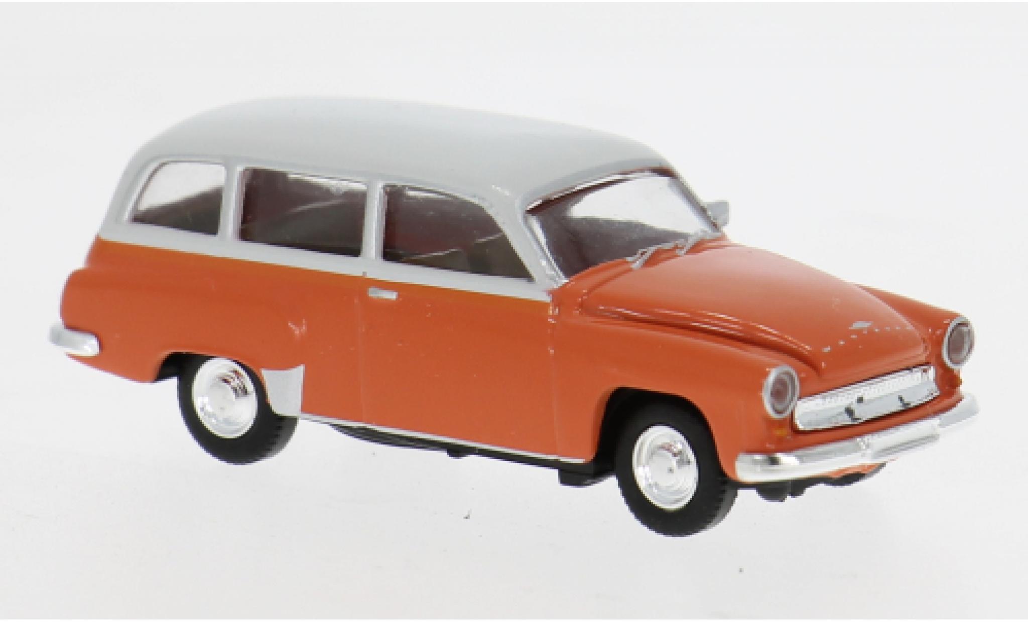 Wartburg 311 1/87 Brekina Stationwagen oranje/grijs 1959 1:87 modelauto