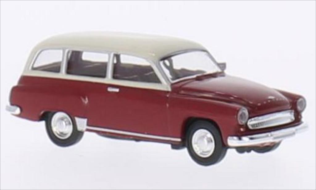Wartburg 311 1/87 Brekina Stationwagen rood/beige modelauto
