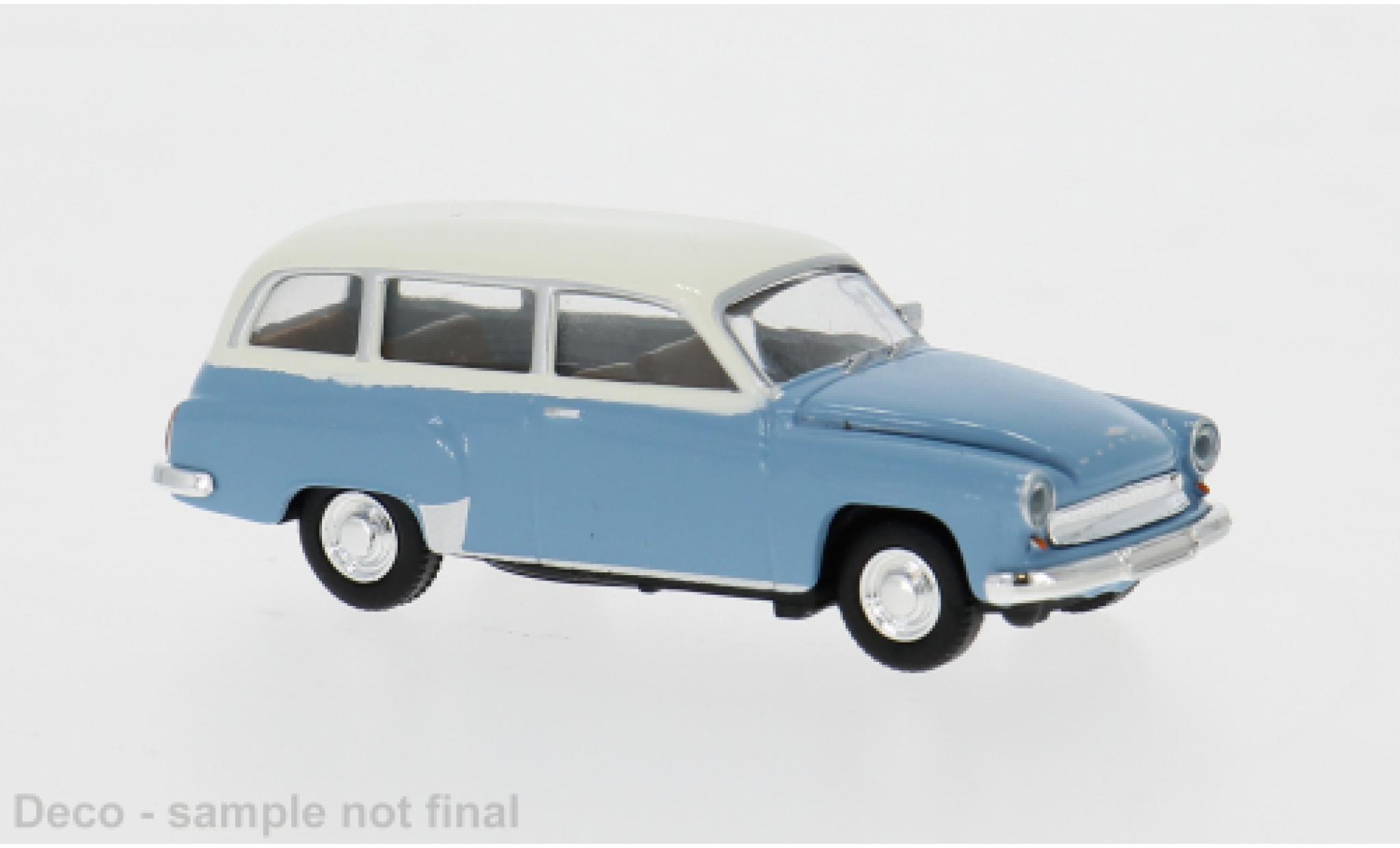 Wartburg 311 1/87 Brekina Stationwagen blauw/wit 1959 1:87 modelauto