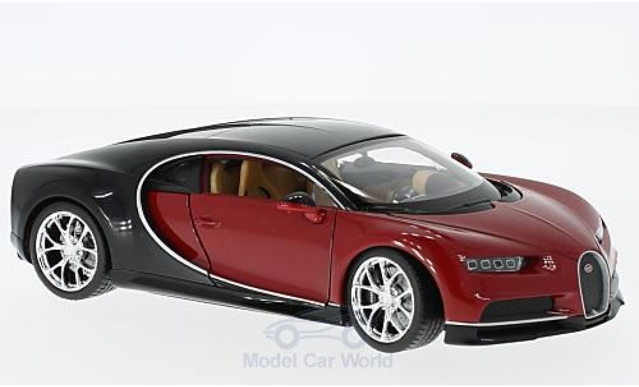 Bugatti Chiron 1/24 Welly rood/zwart 2016 modelauto