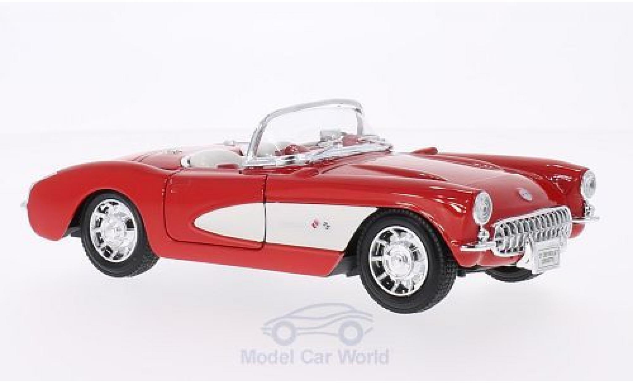 Chevrolet Corvette 1/24 Welly rood/wit 1957 modelauto
