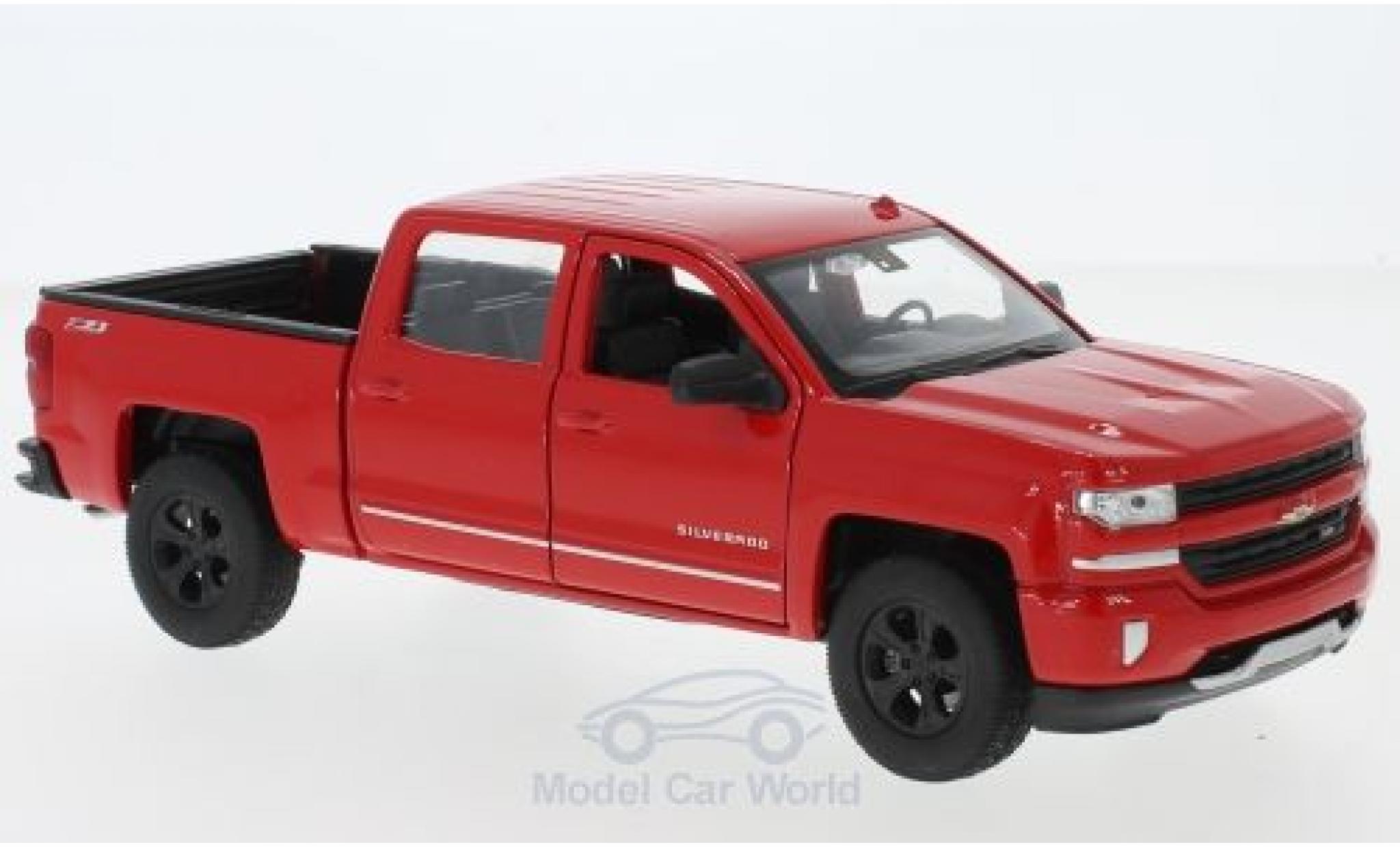 Chevrolet Silverado 1/24 Welly rood 2017 modelauto