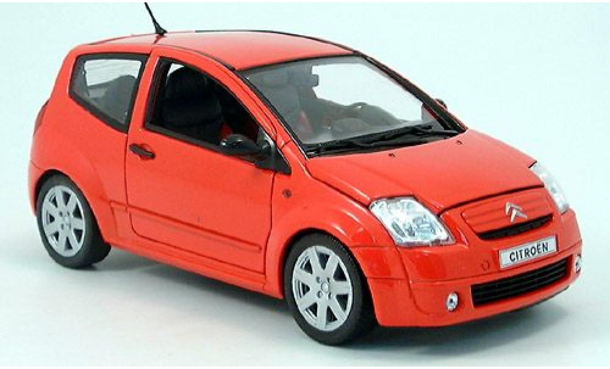 Citroen C2 1/18 Welly rood 2003 1:18 modelauto