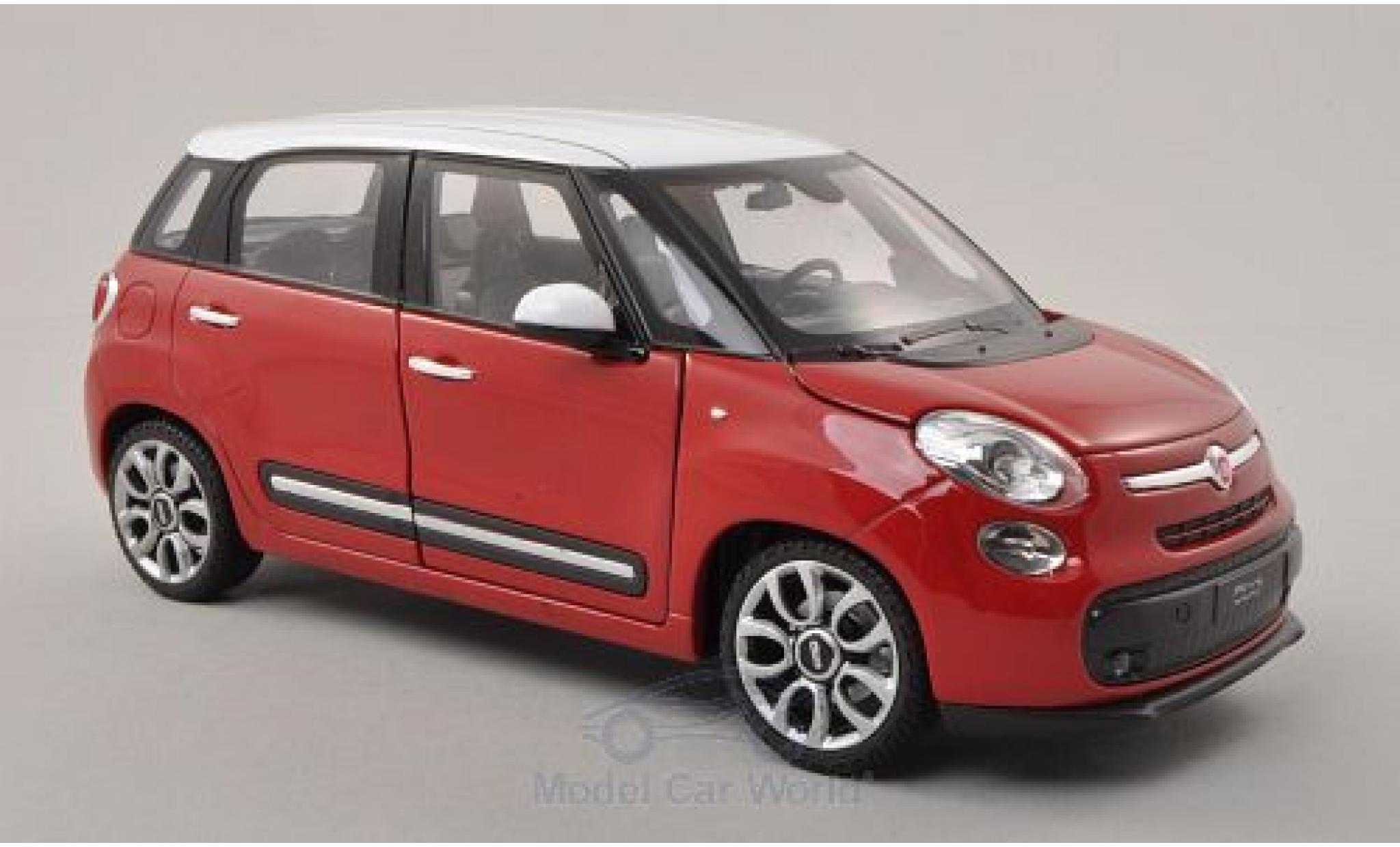 Fiat 500 L 1/24 Welly L rood/wit 2013 modelauto
