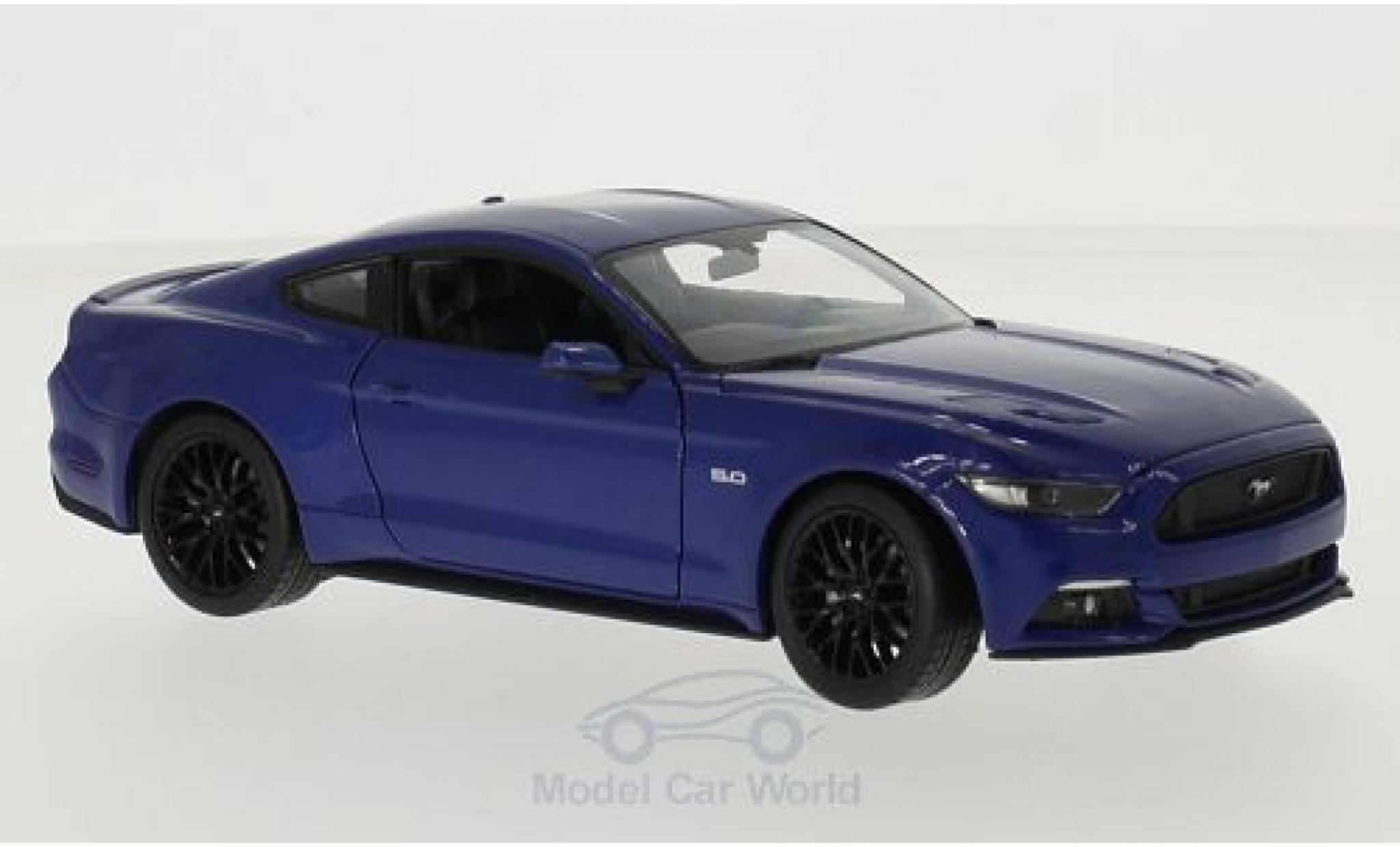 Ford Mustang 1/24 Welly GT metallic blauw 2015 modelauto