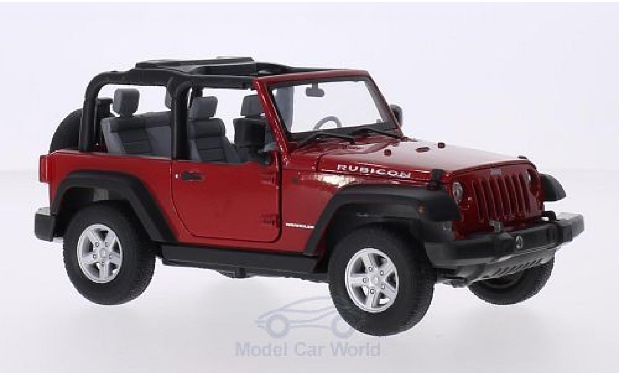 Jeep Wrangler 1/24 Welly rood 2007 modelauto