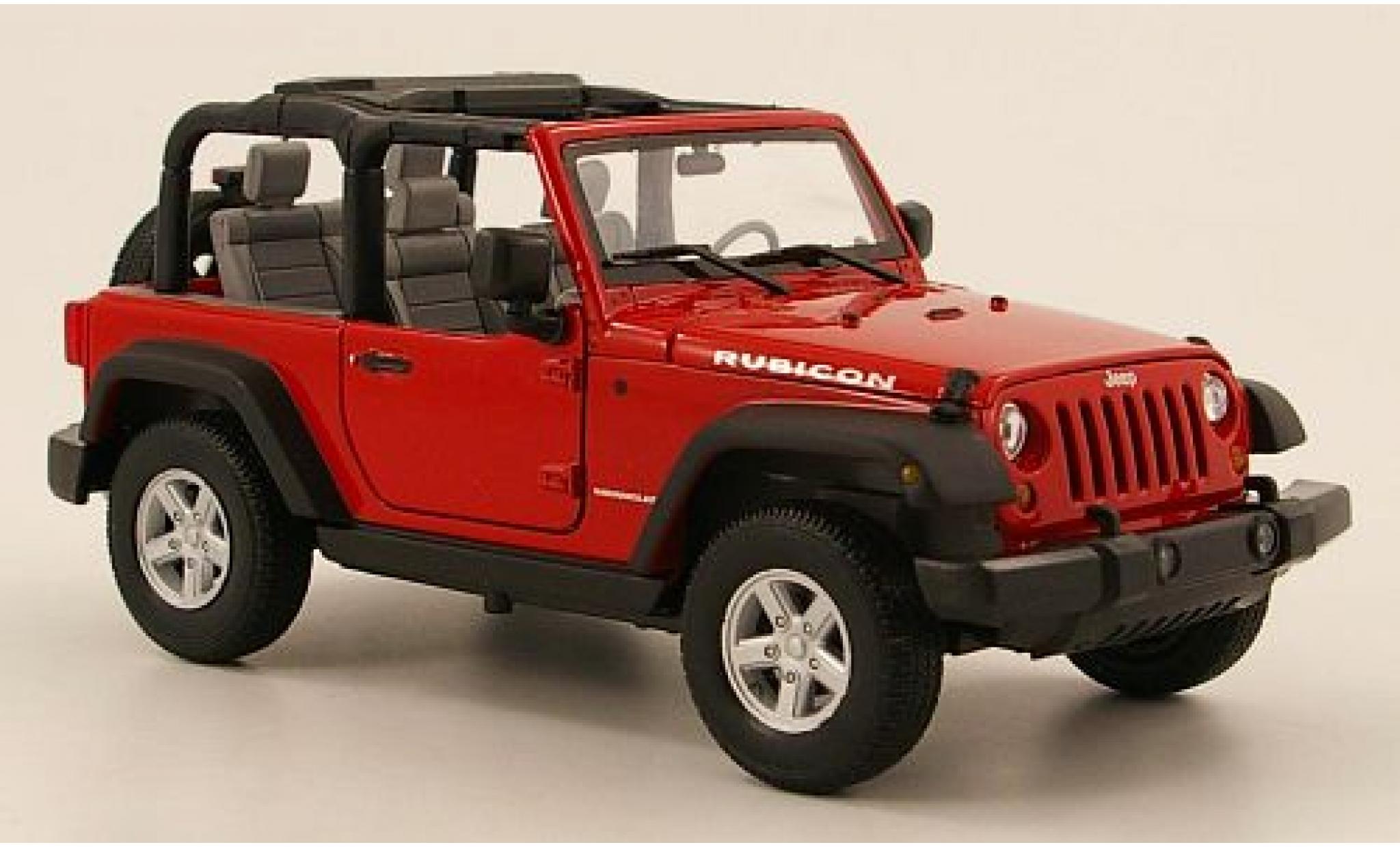 Jeep Wrangler 1/24 Welly Rubicon rood 2007 1:24 modelauto
